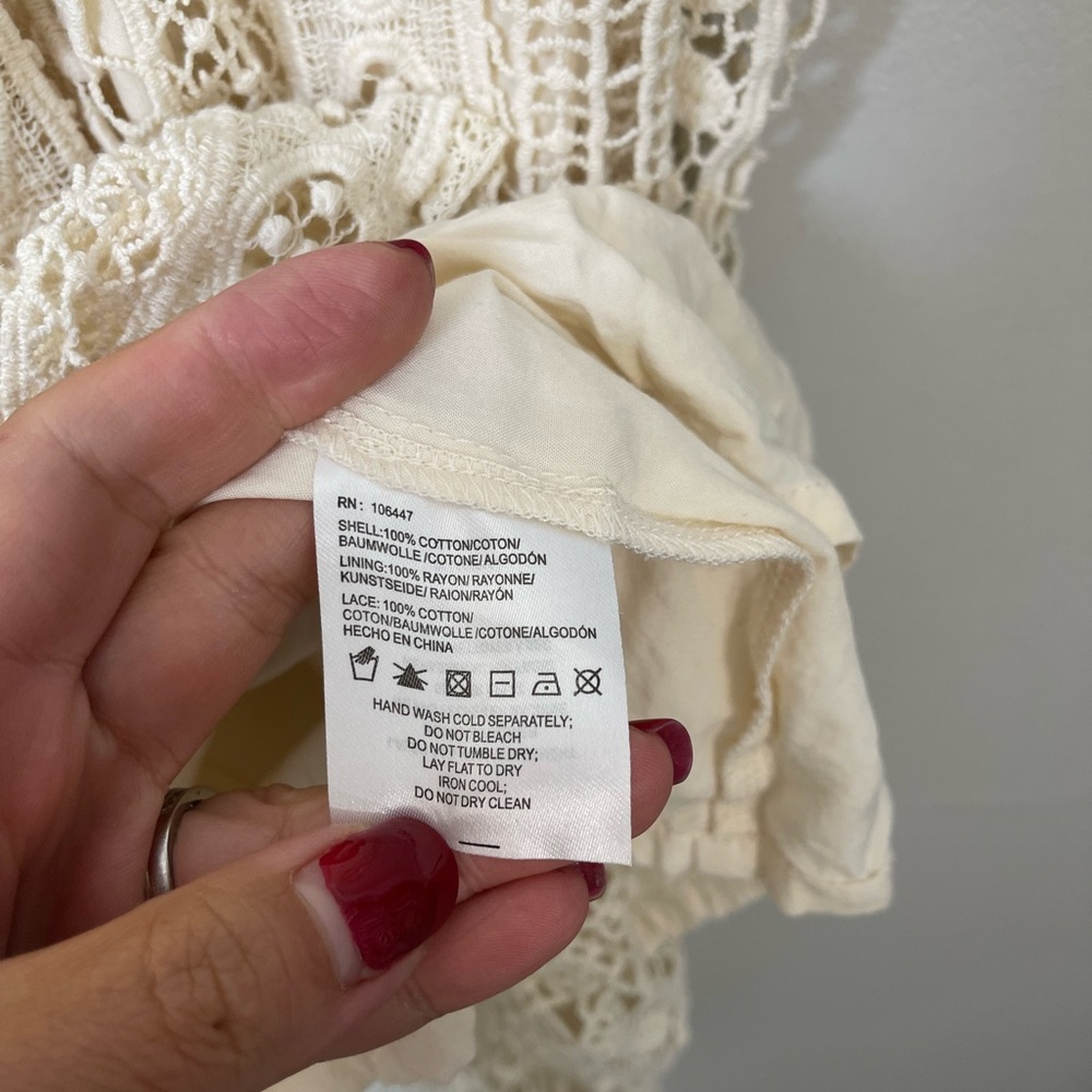 Anthropologie NWOT Crochet Tunic Dress Swing Lace Eyelet Sz L Boho Coastal - Picture 8 of 14